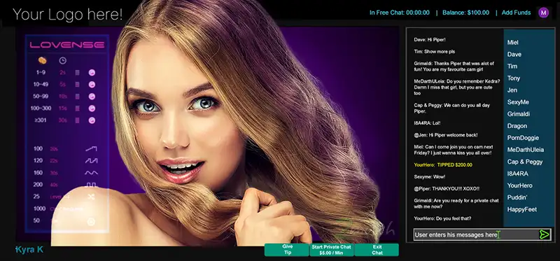 Miricam Lovense Tip Menu - Detailed vibration patterns and intensity controls